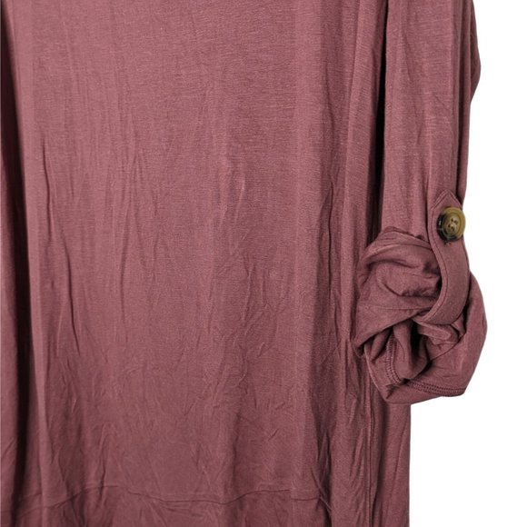 Soft Surroundings tab sleeves overlap hem Crushed Berry Nora Pullover Tunic S - Picture 3 of 7